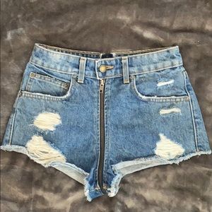 Carmar jean zip around shorts